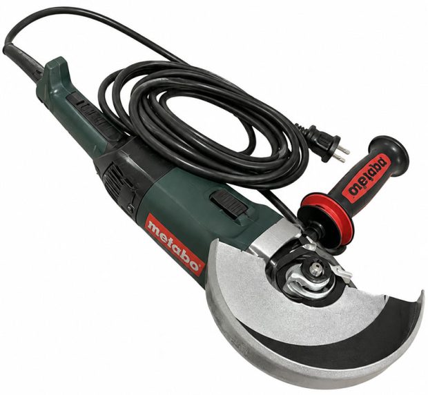 9-inch Metabo angle grinder with auxiliary handle and blade guard