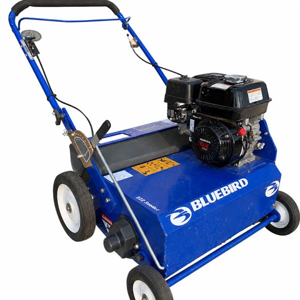 BlueBird walk-behind lawn aerator with Honda engine