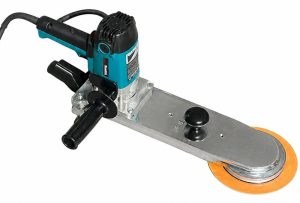 Handheld floor edge grinder with Makita motor and grinding disc