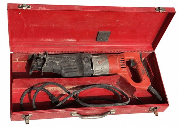 Milwaukee Sawzall reciprocating saw with metal carrying case