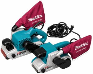 Makita small belt sanders with dust collection bags