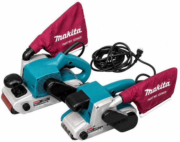 Makita small belt sanders with dust collection bags